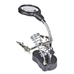 Helping Hand Magnifier Tool 3.5x & 12X with Soldering Iron Stand Adjustable Alligator Clip Clamps LED Magnifying Glass Len Workstation Light Battery Powered