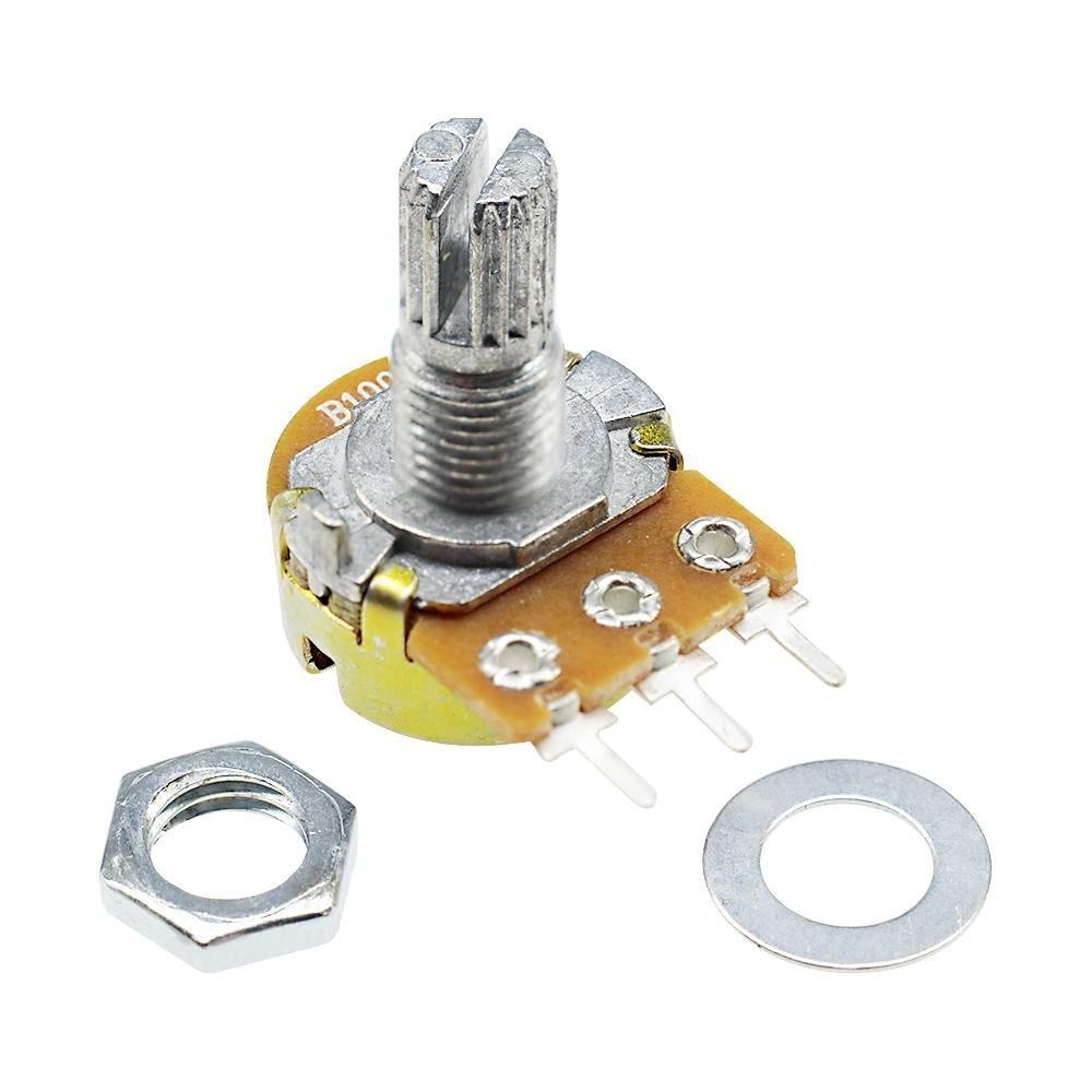 WH148 B100K Linear Potentiometer 3Pin 15mm Shaft With Nuts (Pack of 5)