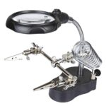 Helping Hand Magnifier Tool 3.5x & 12X with Soldering Iron Stand Adjustable Alligator Clip Clamps LED Magnifying Glass Len Workstation Light Battery Powered