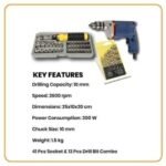 300W Drill Machine, 41 Pcs Socket & 13 Pcs Drill Bit Combo - Image 5