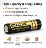 High-Capacity Rechargeable Battery 18650-3.7V 6000mAh 18650 Long-Lasting Power Bluetooth Speakers, Toys, and Flashlights (Pack of 4) - Image 4